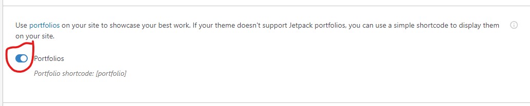 jetpack custom portfolio disable