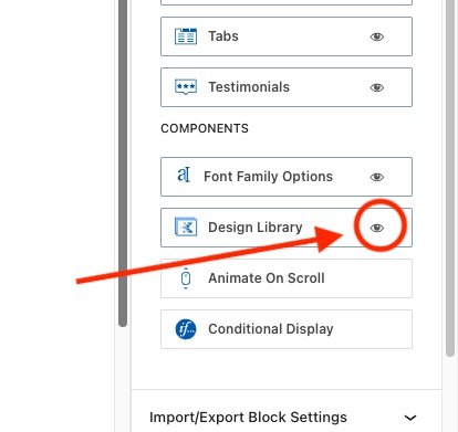 kadence disable design library