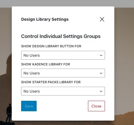 kadence design library visibility options